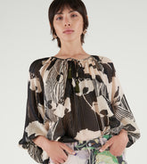 Lolita - Blusa manica raglan in seta/lurex